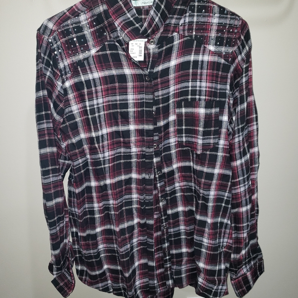 Womens flannel with shoulder bling